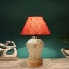 Devansh Conical  Pink Jute Shade  Lamp With  Wood & Mosaicglass Base For Decoration /Office/Home/Gifting/Study For Decoration /Office/Home/Gifting/Study -(10X10X14.5) Inches -