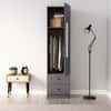 Hexa Red Wooden 1 Door Wardrobe with 2 Drawers and Hanging Space in Slate Grey Colour