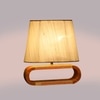 Devansh Off White Cotton Table Lamp With  Wood Natural Base  -2