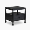 Archie Spindle Solid Wood Bedside Table in Black Colour
