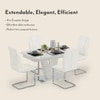Caribu 4 To 6 Extendable Seneca 4 Seater Dining Table With 4 Chairs (Finish : White, Chair Colour : White)