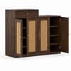 Danta Sheesham Wood Shoerack  In Walnut Finish  with Rattan Door