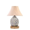 Devansh Off-White Cotton Shade Cross Pleated Lamp With Wood & Mosaic Glass Base For Decoration/Office/Home/Gifting/Study For Decoration/Office/Home/Gifting/Study