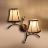 Devansh Metal Electric Wall Light in Gold Colour with off-white Shade Count of 2 Lights