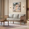 Taran 3 Seater Wooden Sofa in Natural Herringbone Colour