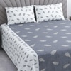 Grey And White Floral Cotton 400 Tc flat Double Queen Size Bedsheet With 2 Pillow Covers