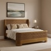 Heritage Cane Upholstered King Size Bed in Linen With Oak wood Frame