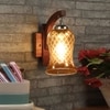 Devansh Solid Wood Electric Wall Light in Brown Colour with Lavender Shade Count of 1 Light