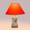 Devansh Conical Orange Cotton Shade Lamp With Wood & Mosaic Glass Base For Decoration/Office/Home/Gifting/Study For Decoration/Office/Home/Gifting/Study -(10X10X14.5) Inches -A
