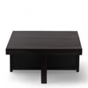 Blane Sheesham Wood Coffee Table With 4 Stools Set In Mahogany Finish & Turquoise Sea Velvet Fabric Cushions