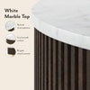 Aurora Round White Marble And Solid Wood Coffee Table In Java Walnut Finish