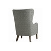 Carolina Printed Canvas Geometry Fabric Wing Chair in Green Colour