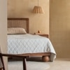 Abacus Solid Wood Queen  Size Upholstered Bed Without Storage (Kiara Finish)