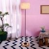Earvin Beige Cotton Shade Floor Lamp