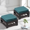 Amber Sheesham Wood Stool in Mahogany Finish & Turquoise Sea Velvet Cushion