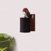 Devansh Solid Wood Electric Wall Light in Brown Colour with Black Shade Count of 1 Light