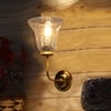 Devansh Metal Electric Wall Light in gold Colour with Transparent Shade Count of 1 Light