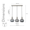 OPALINE Globe Linear Cluster Hanging Pendant Light In Smoke Glass And Chrome Finish Metal