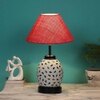 Braelynn Pink Jute Glass Table lamp with Iron Base