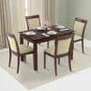 Diner - Dalla 4 Seater Dining Table Set (Colour- Beige, Finish- Dark Walnut)