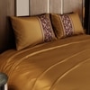 Stoa Paris Satin Bedsheet for Super King Bed (274 cm x 274 cm) with 2 Pillow Covers heet for Grandeur of the Sun Gold