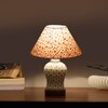 Devansh Conical Multi Cotton Shade Lamp With Wood & Mosaic Glass Base For Decoration/Office/Home/Gifting/Study For Decoration/Office/Home/Gifting/Study -(10X10X14.5) Inches -A