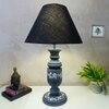 Pillar Stone Grey Black Wooden Table Lamp in Grey