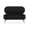 Doe Buck Luxury Boucle Storage Bench in Black Colour with Gold Tipped Legs