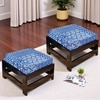 Kumkum Rosewood Foot Stool with Indigo Patch Kantha Cushion
