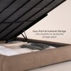 Ripple Fabric King  Size Bed With Hydraulic Storage (Coffee Oak Brown Finish, Tuscan Almond Colour)