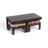 Irish Sheesham Wood Coffee Table With 2 Stools Set In Mahogany Finish & Multi Colour Israel Print Kantha Fabric Cushions