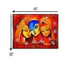 Red Blue Radha Krishna Madhubani Canvas Wall Prints Canvas Wall Prints Set of 2 Multicolor Matte