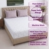 White And Lavender Shade  Floral Cotton 400 Tc Fitted Super King Size Bedsheet With 2 Pillow Covers