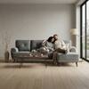Riga 5 Seater Velvet Fabric Left Hand Side Lounger in Dark Grey