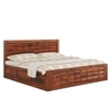 Diamond Box and Drawers Storage King Bed in Honey Finish
