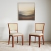Reed Cane Dining Chair Set of 2 in Honey Finish with Macadamia Brown Colour