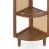 Brisa Solid Wood and Cane Corner Bookshelf In Amber Walnut Finish