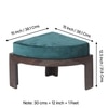 Nashville Sheesham Wood Coffee Table With 4 Stools Set In Mahogany Finish & Turquoise Sea Velvet Fabric Cushions