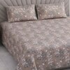 Taupe Floral Cotton 400 Tc flat  Super King Size Bedsheet With 2 Pillow Covers
