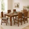 Globally Indian Mahira Solid Sheesham Wood 6 Seater Dining Table Set 6 Chairs Grey