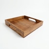AJ Exports Premium Solid Acacia Wood Square Tray with Raised Security Edges Handcrafted