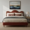 Solara Wave Luxe King Size Bed in velvet With Oak wood Frame & Hydraulic Storage