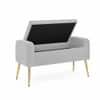 Doe Buck Upholstered Storage Bench in Grey Colour with Gold Legs