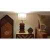 Truffle Brown Wooden Table Lamp with Yellow Printed Fabric Lampshade
