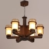 Eliante Chandelier - 6 Light Mild Steel Wood Glass Hanging Ceiling Light Fixture