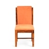 Rosslyn wood Set of 2 Dining Chairs in Pumpkin Orange Velvet Upholstery with PINE FINISH