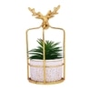 Highly Attractive Reindeer Cage Faux Plant With A Ceramic Pot