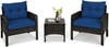 Carry Bird Wicker Patio Furniture Outdoor Balcony Chairs In Brown And Blue Colour