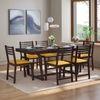Caprica Solid Wood Dining Chair Set Of 2 In Mango Walnut Finish With Yellow Fabric Colour