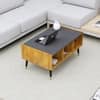 Hexa Engineered Wood Coffee Table With Storage And Open Rack In Giant Wood And Slate Grey